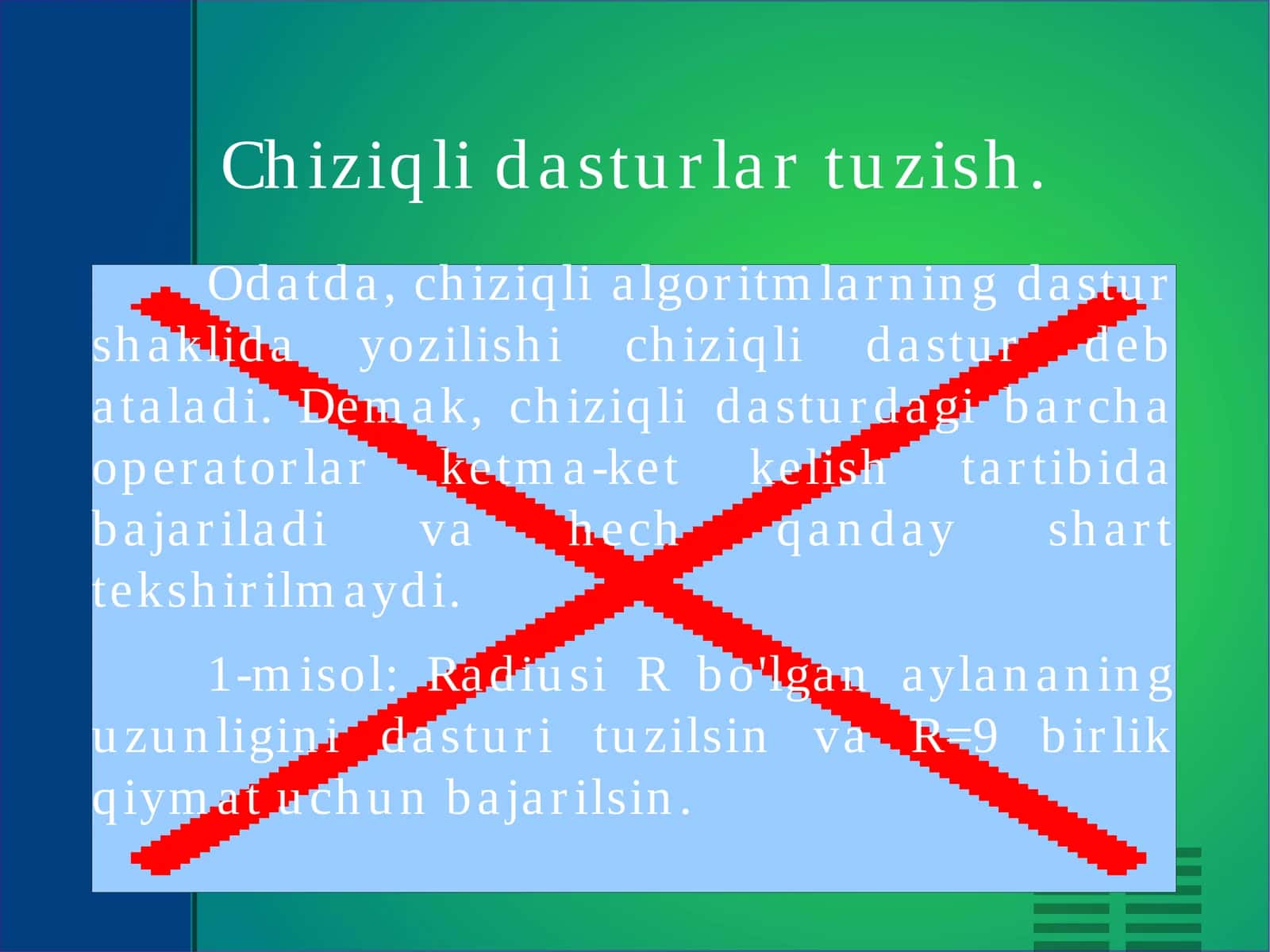Chiziqli dasturlar tuzish