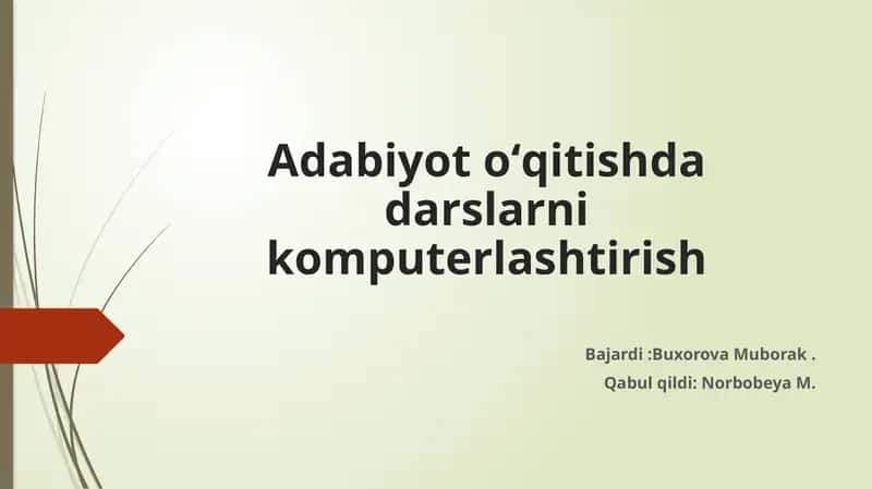 Adabiyot oʻqitishda darslarni kompyuterlashtirish