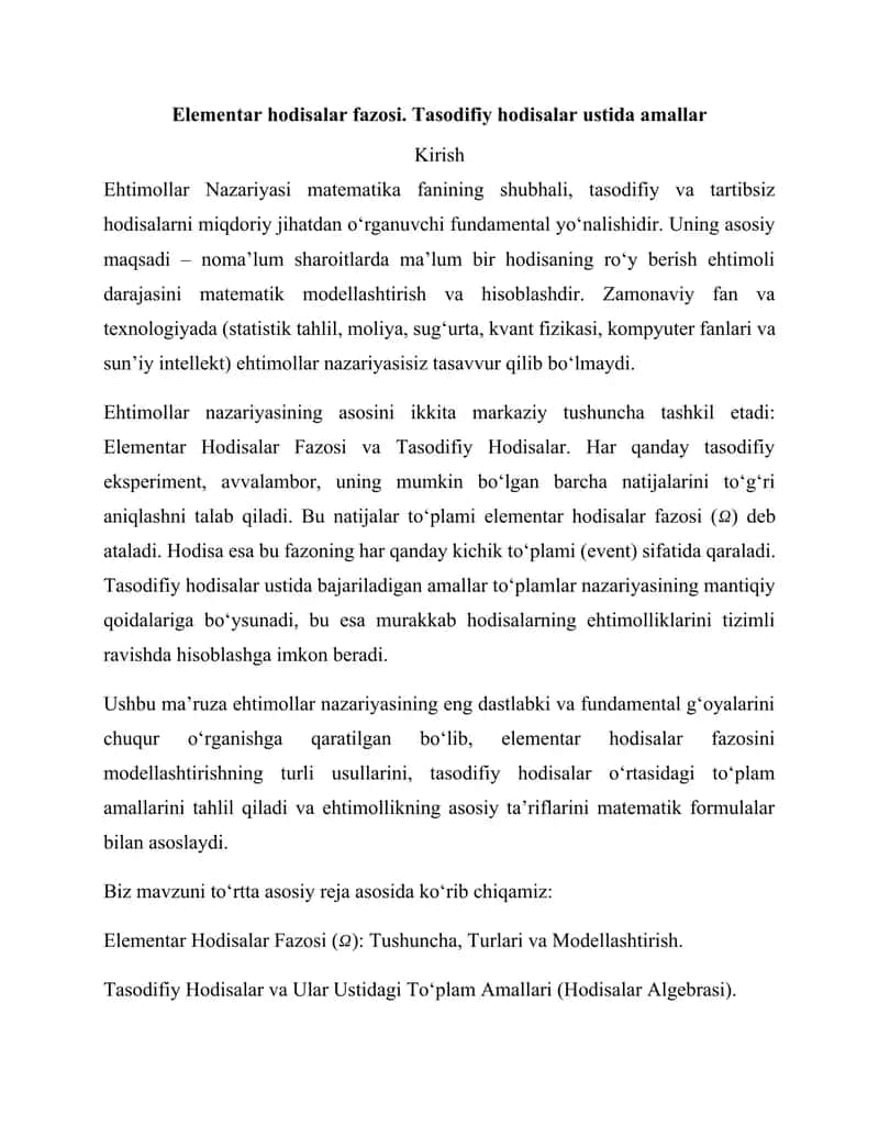 Elementar hodisalar fazosi