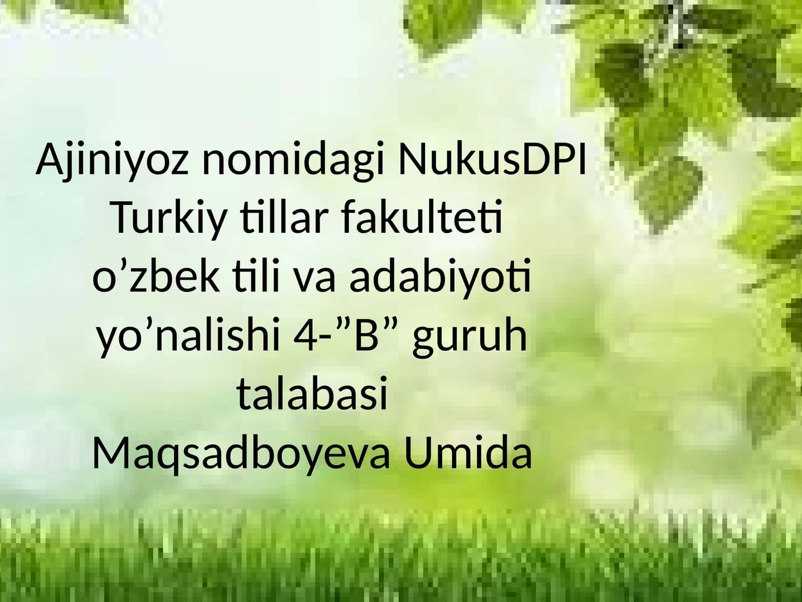 O’zbekning o’zligi