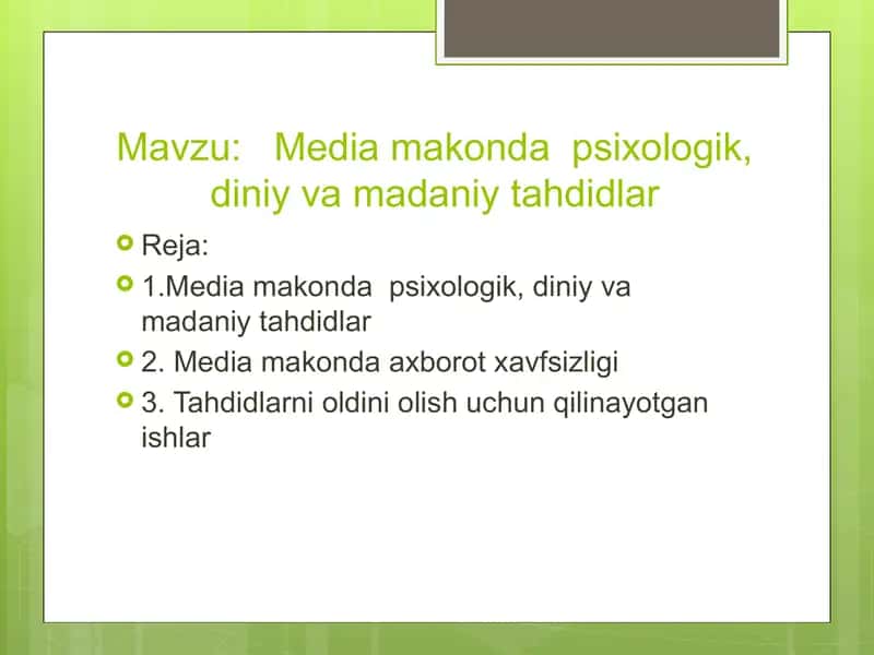 Mediamakonda psixologik, diniy va madaniy tahdidlar