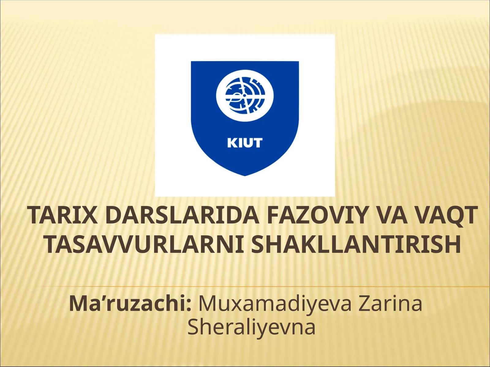 TARIX DARSLARIDA FAZOVIY VA VAQT TASAVVURLARNI SHAKLLANTIRISH