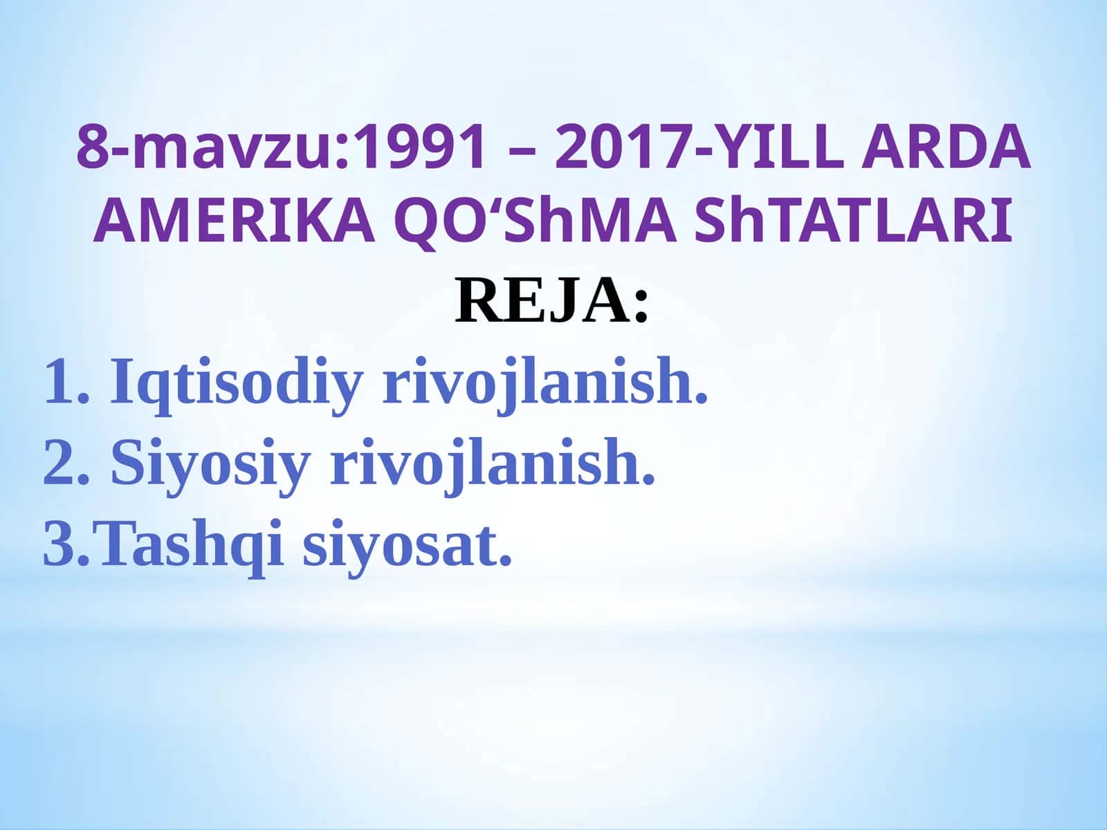 AMERIKA QO‘SHMA SHTATLARI