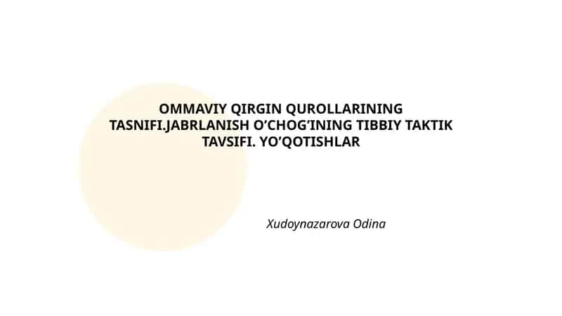Ommaviy qirg'in qurollarining tasnifi
