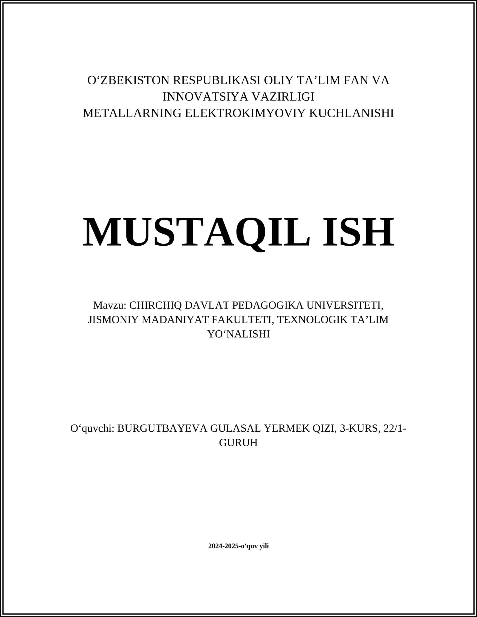 CHIRCHIQ DAVLAT PEDAGOGIKA UNIVERSITETI