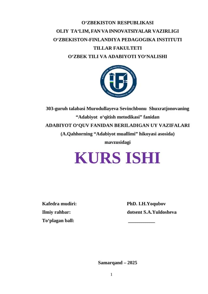 Adabiyot o‘qitish metodikasi