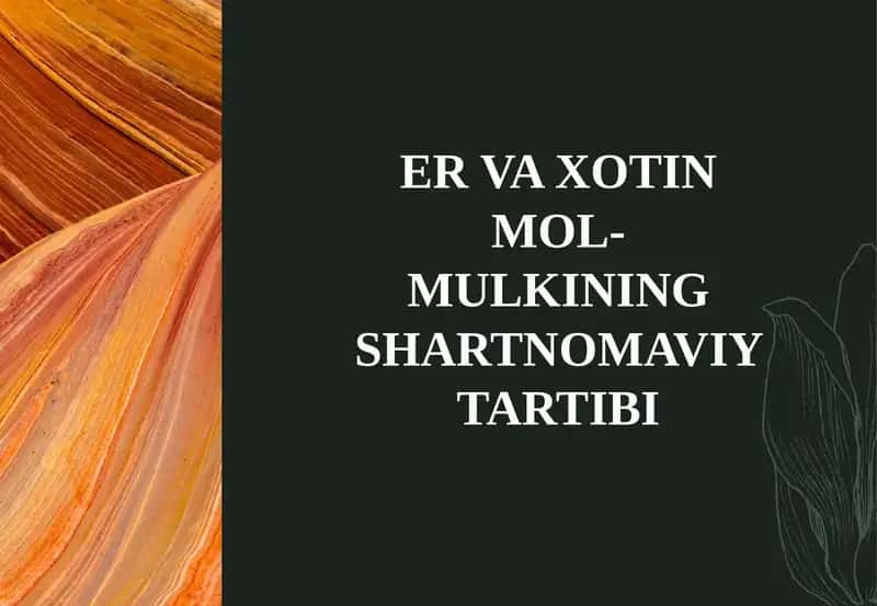 ER VA XOTIN MOL-MULKINING SHARTNOMAVIY TARTIBI