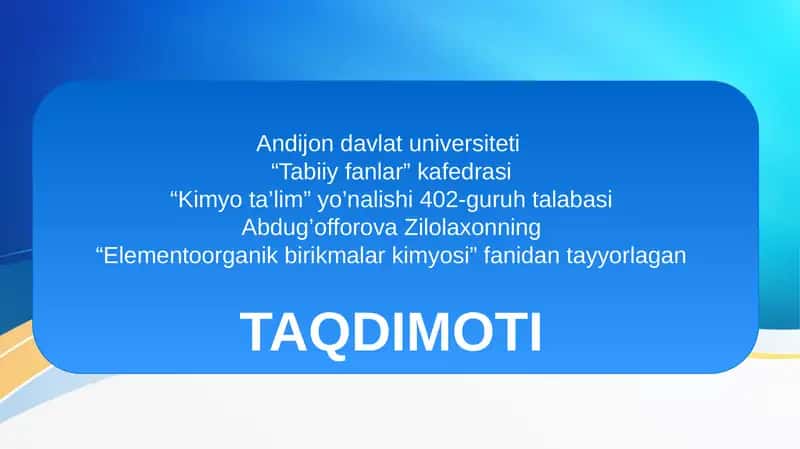 Elementoorganik birikmalar kimyosi