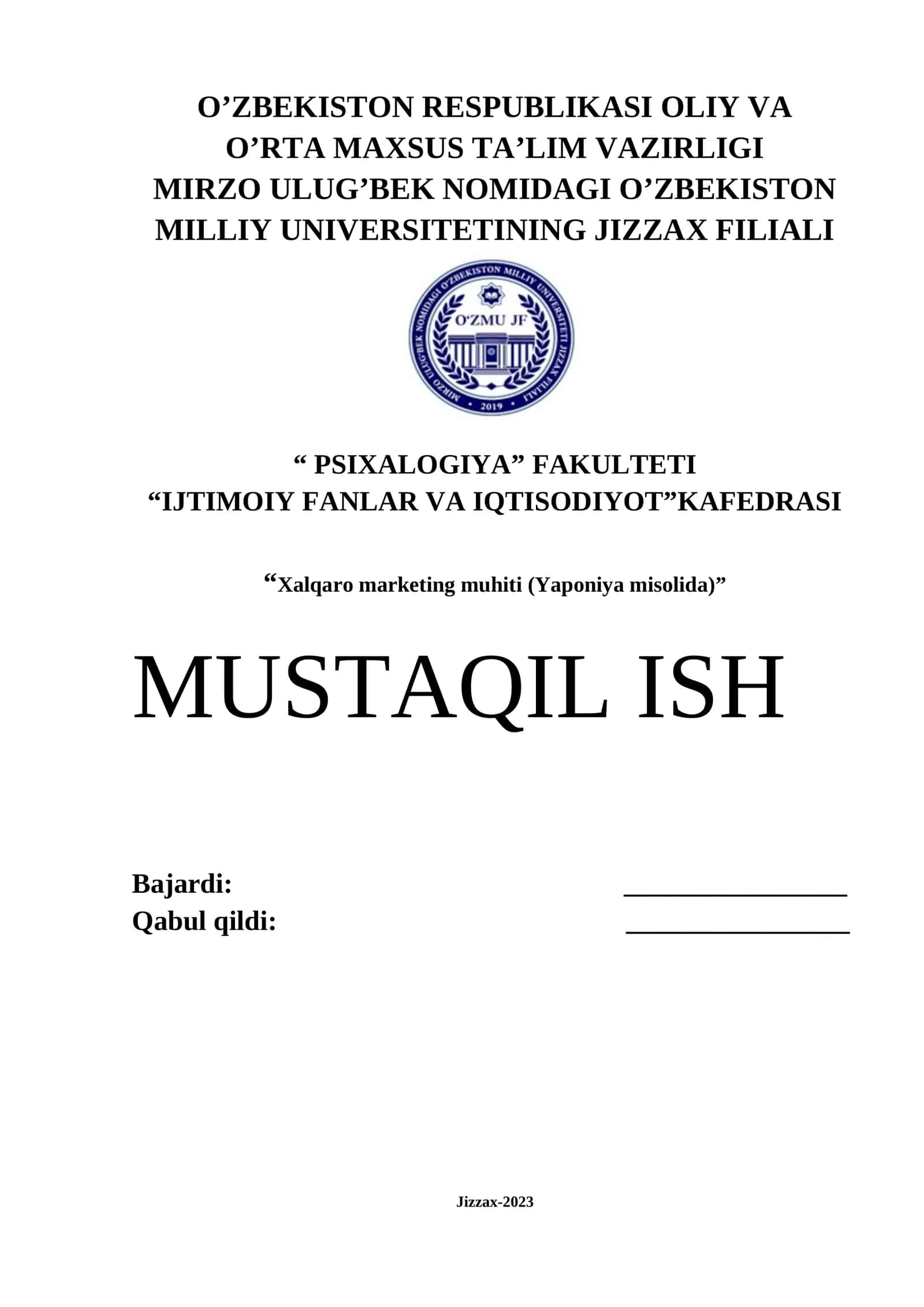 Xalqaro marketing muhiti (Yaponiya misolida)