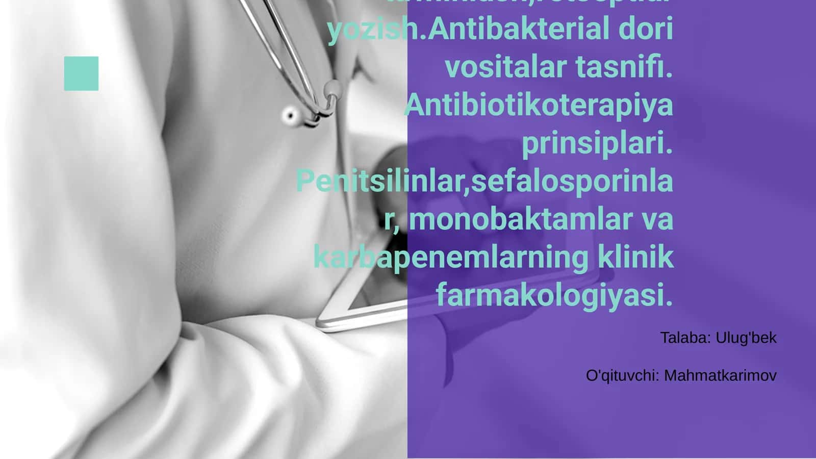 Antibakterial vositalarni qo'llashda xavfsizligini ta'minlash