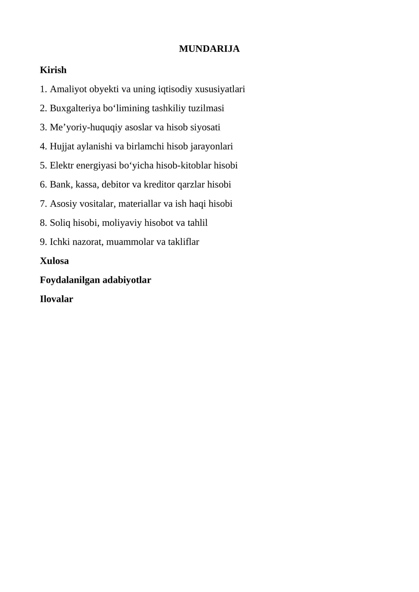 Elektr taminoti buxgalteriya amaliyot hisoboti