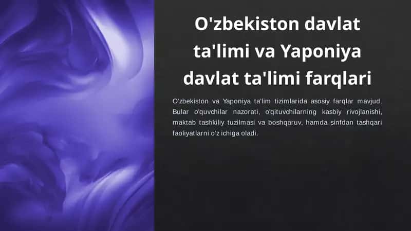 O'zbekiston davlat ta'limi va Yaponiya davlat ta'limi farqlari