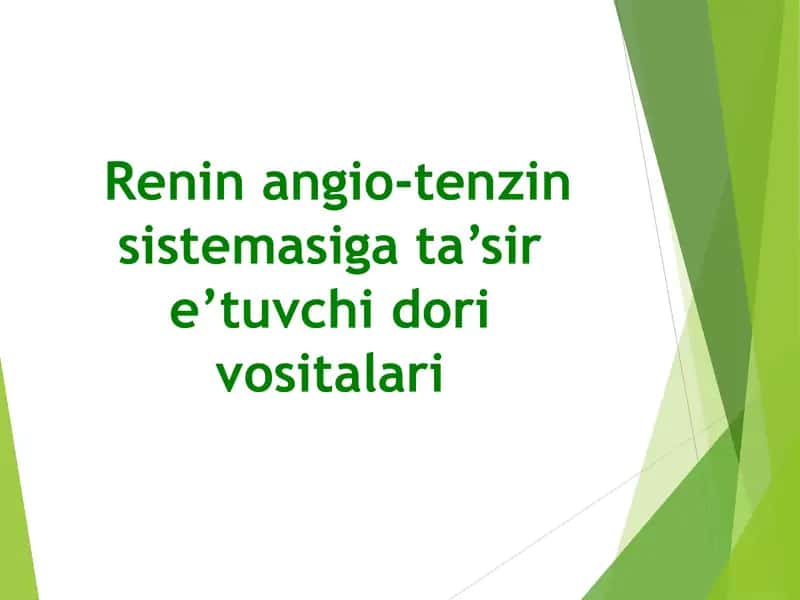 Renin angio-tenzin sistemasiga ta’sir e’tuvchi dori vositalari