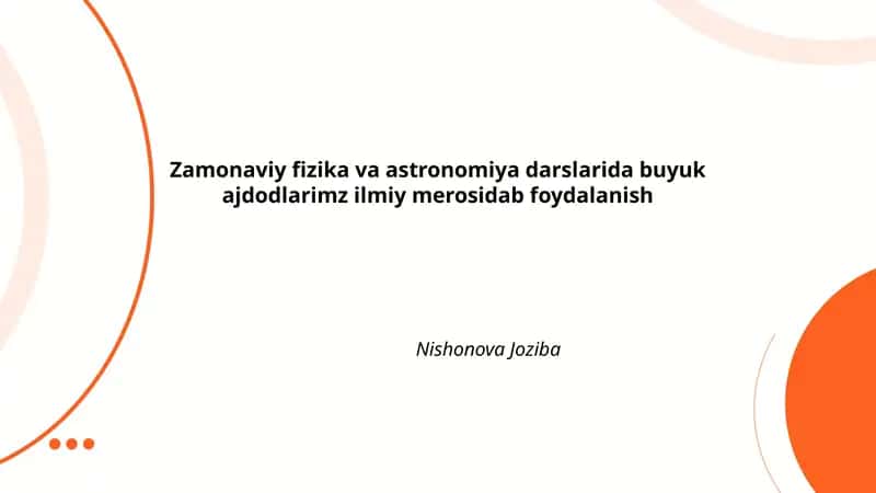 Zamonaviy fizika va astronomiya darslari