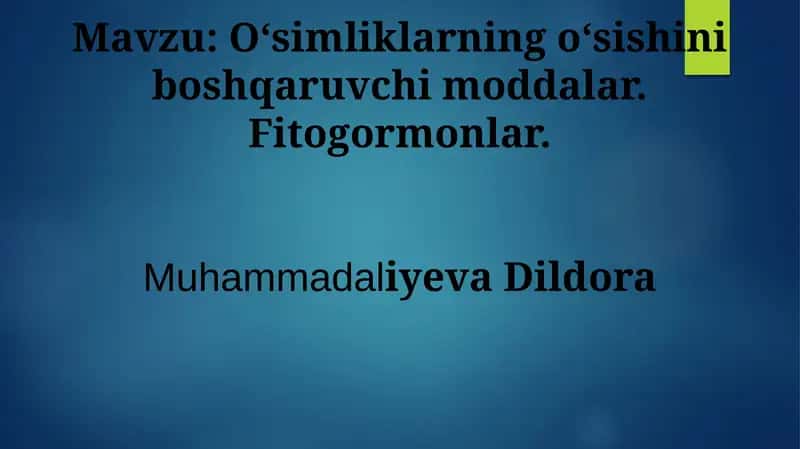 Oʻsimliklarning oʻsishi va rivojlanishi