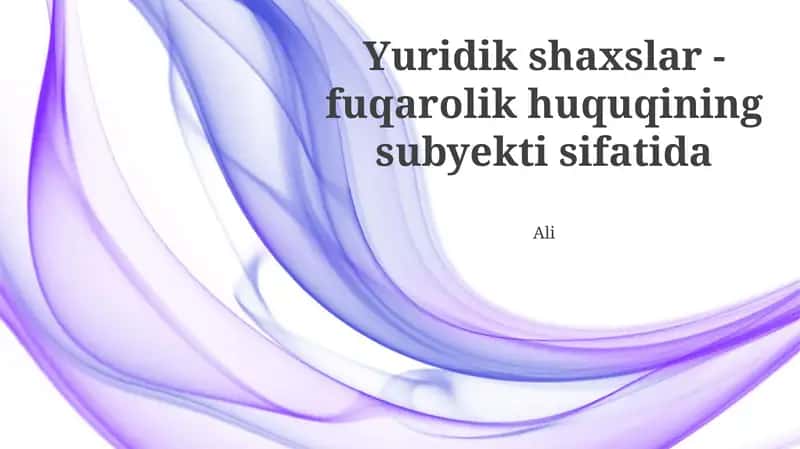 Yuridik shaxslar turlari