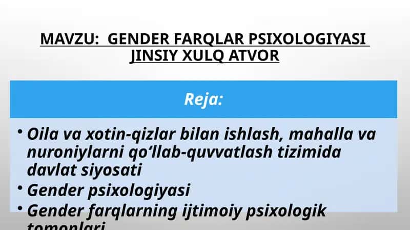 Gender farqlar psixologiyasi