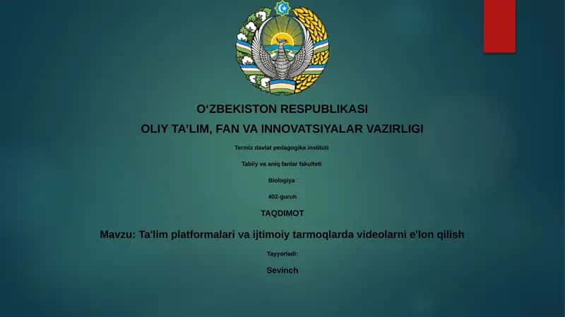 Ta'lim platformalari va ijtimoiy tarmoqlarda videolarni e'lon qilish