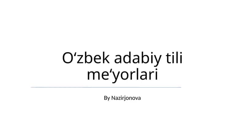 O‘zbek adabiy tili me‘yorlari