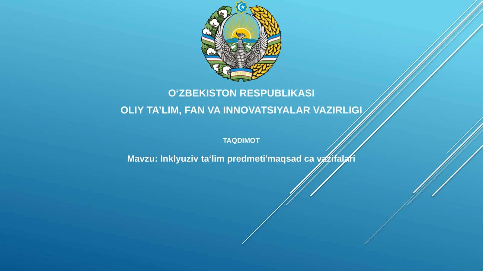 Inklyuziv ta‘lim predmeti'maqsadcavazifalari