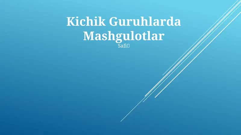 Kichik Guruhlarda Mashgulotlar