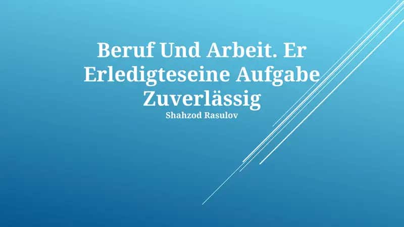 Beruf Und Arbeit