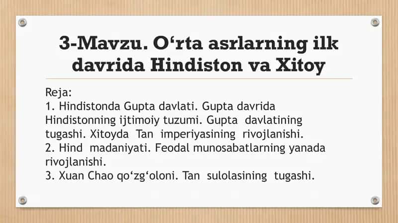 O‘rtaasrlarning ilk davrida Hindiston va Xitoy