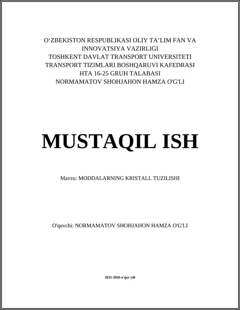 MODDALARNING KRISTALL TUZILISHI