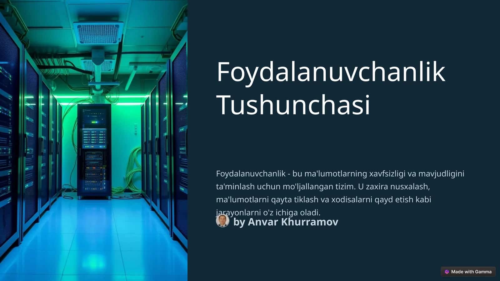 Foydalanuvchanlik Tushunchasi