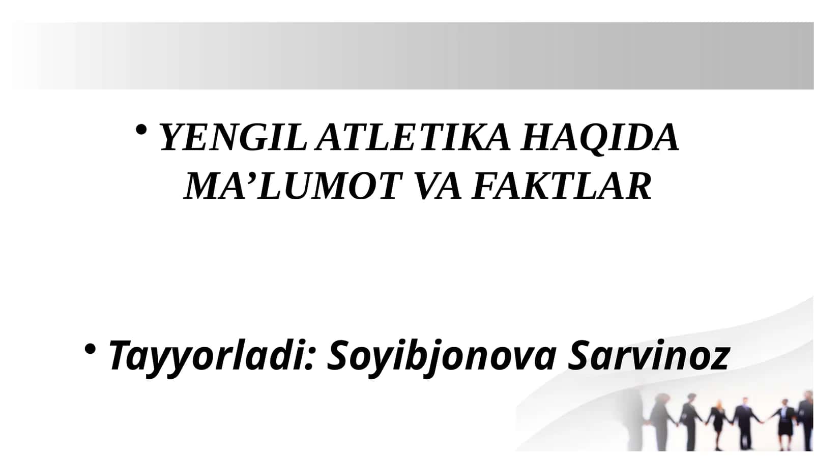 YENGIL ATLETIKA HAQIDA MA’LUMOT VA FAKTLAR
