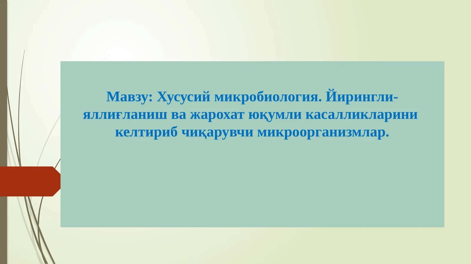 Хусусий микробиология. Йирингли- яллиғланиш ва жарохат юқумли касалликларини келтириб чиқарувчи микроорганизмлар