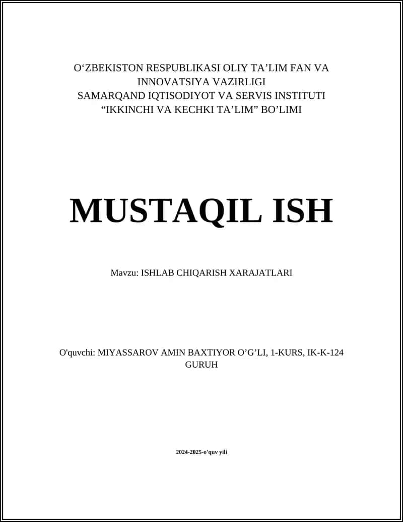 Ishlab Chiqarish Quvvatlari