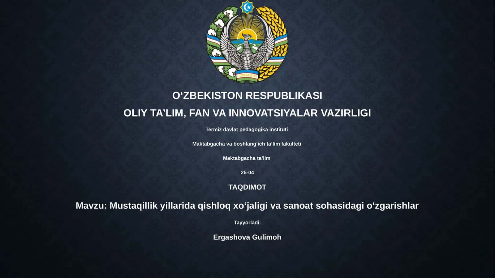 Mustaqillik yillarida qishloq xoʻjaligi va sanoat sohasidagi oʻzgarishlar