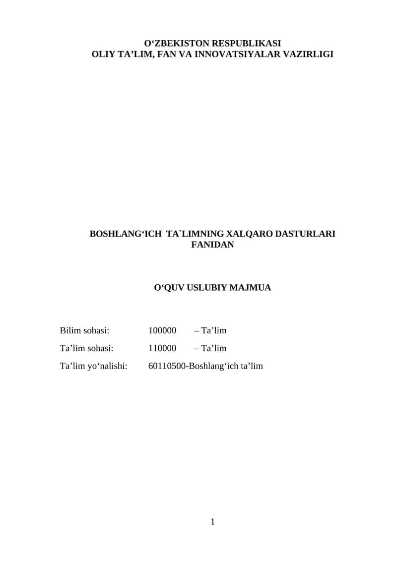 Boshlang‘ich ta’limning xalqaro dasturlari