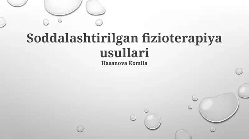 Soddalashtirilgan fizioterapiya usullari