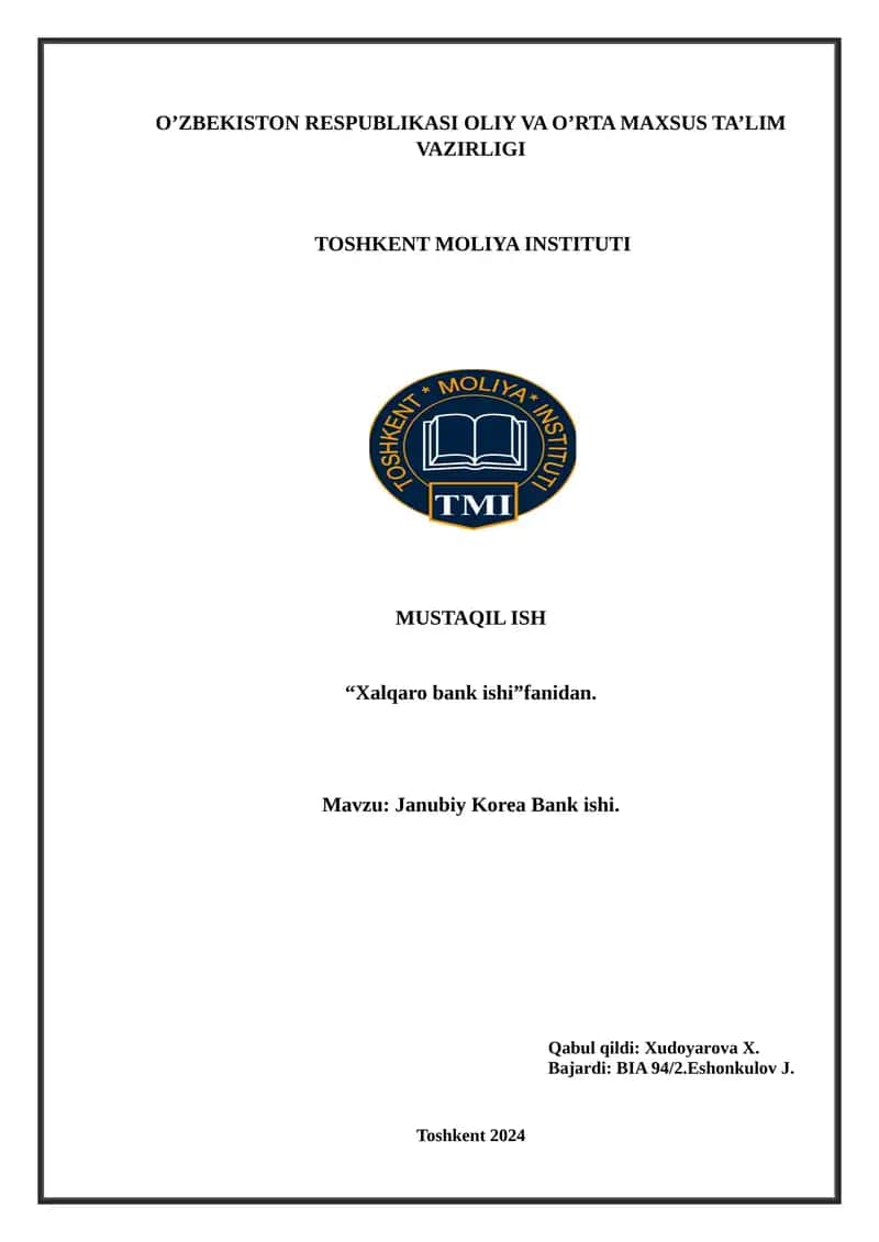 Janubiy Korea Bank ishi