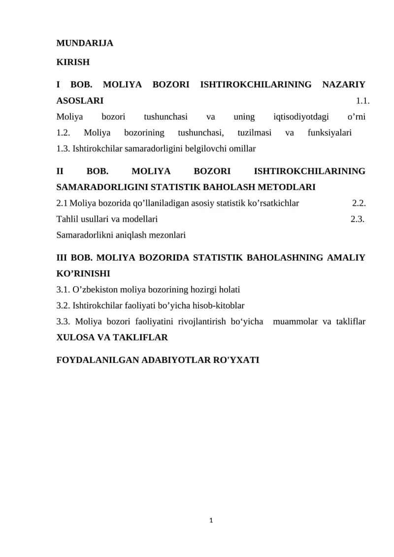 Moliya Bozori Ishtirokchilarining Nazariy Asoslari