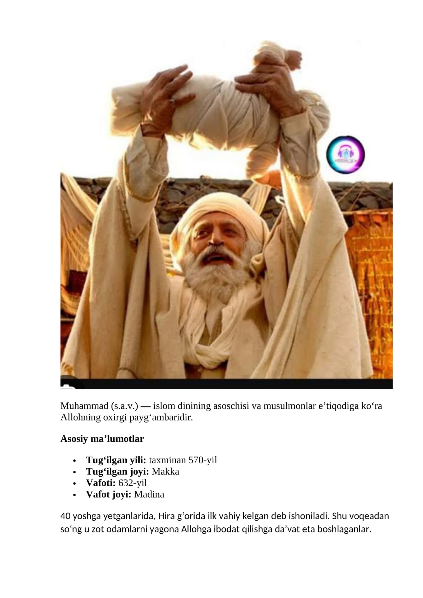 Muhammad (s.a.v) hayotlari haqida