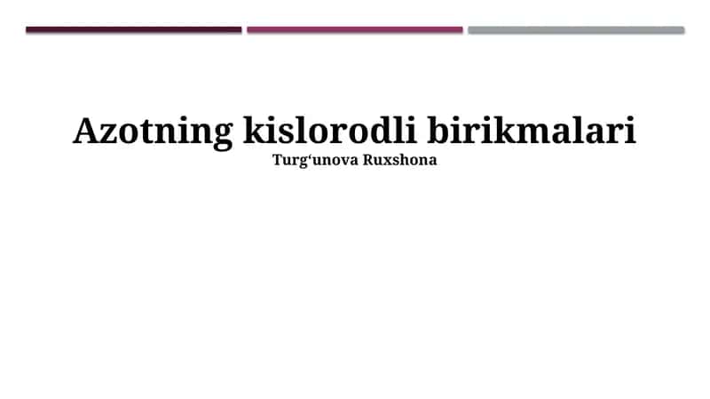 Azotning kislorodli birikmalari
