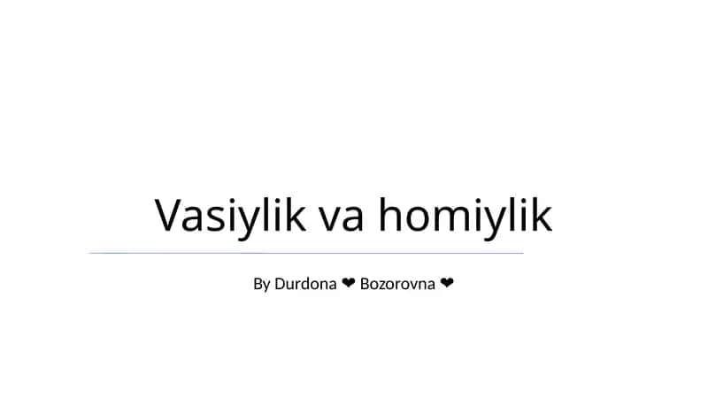 Vasiylik va homiylik