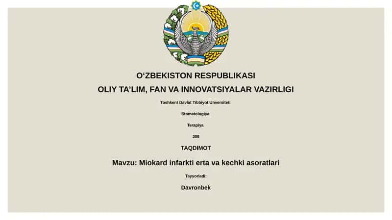 Miokard infarkti erta va kechki asoratlari