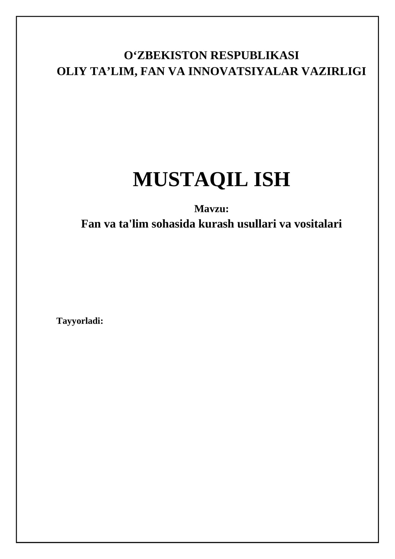 Fan va ta'lim sohasida kurash usullari va vositalari