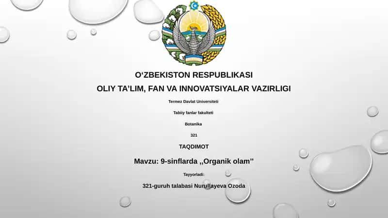 9-sinflarda,,Organik olam’’