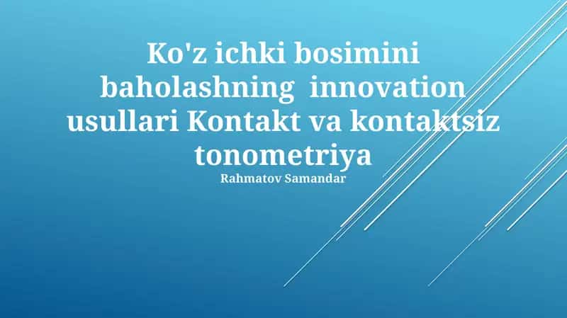 Kontakt va kontaktsiz tonometriya