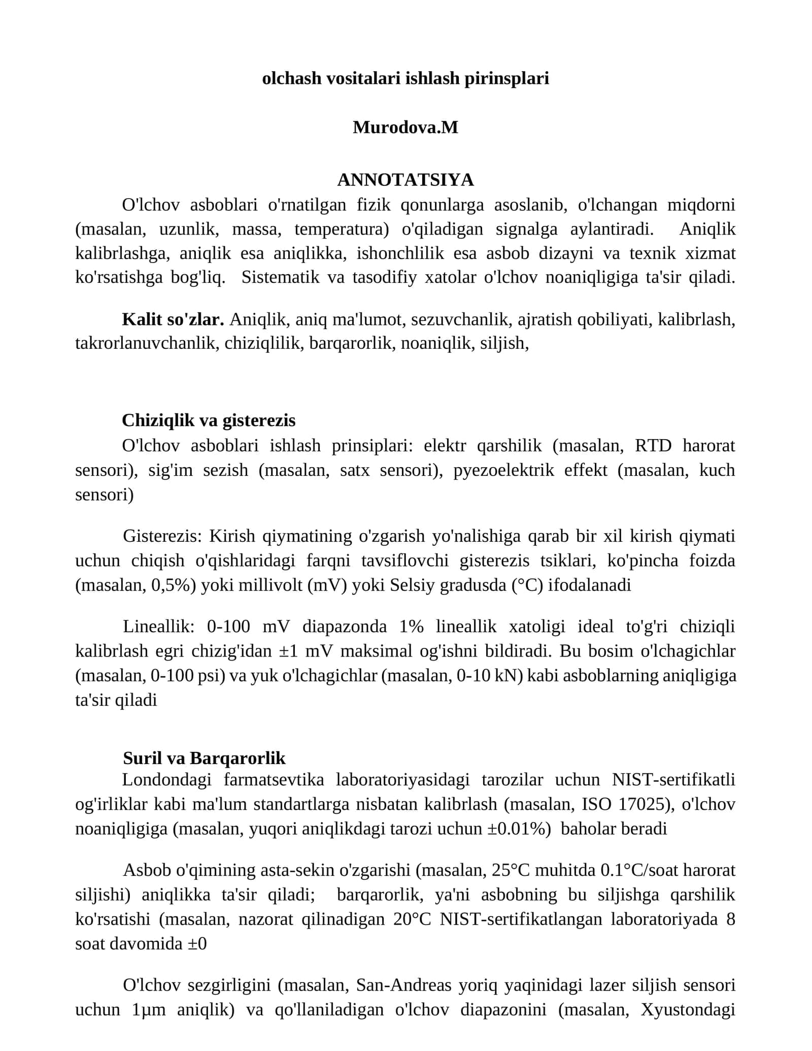 Olchash vositalari ishlash pirinsplari