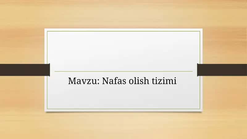 Nafas olish tizimi