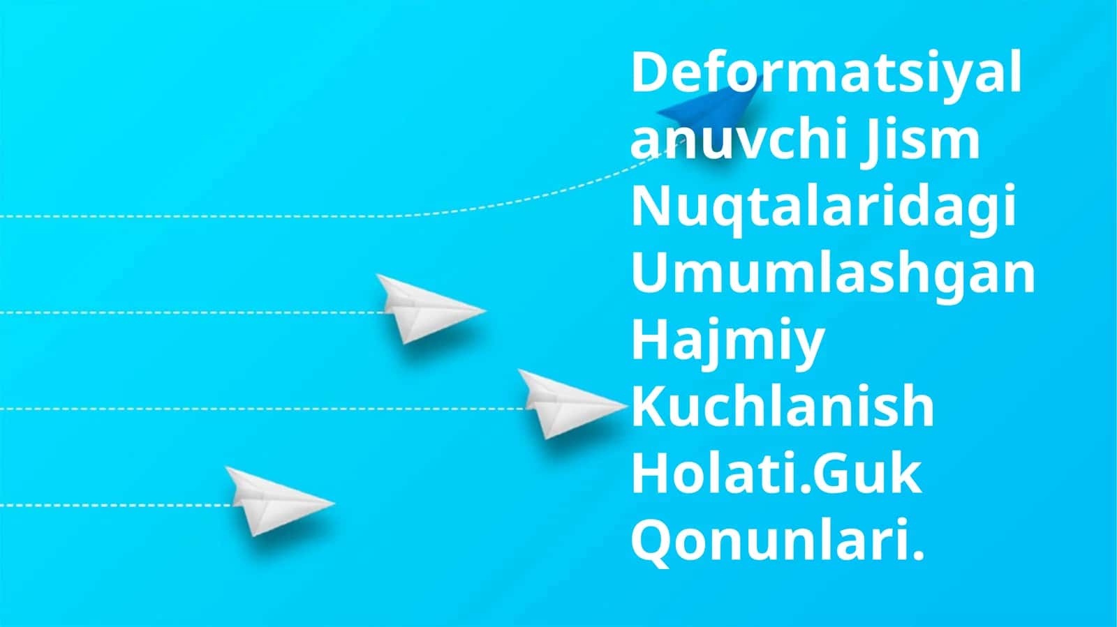 Deformatsiyalanuvchi Jism Nuqtalaridagi Umumlashgan Hajmiy Kuchlanish Holati.Guk Qonunlari