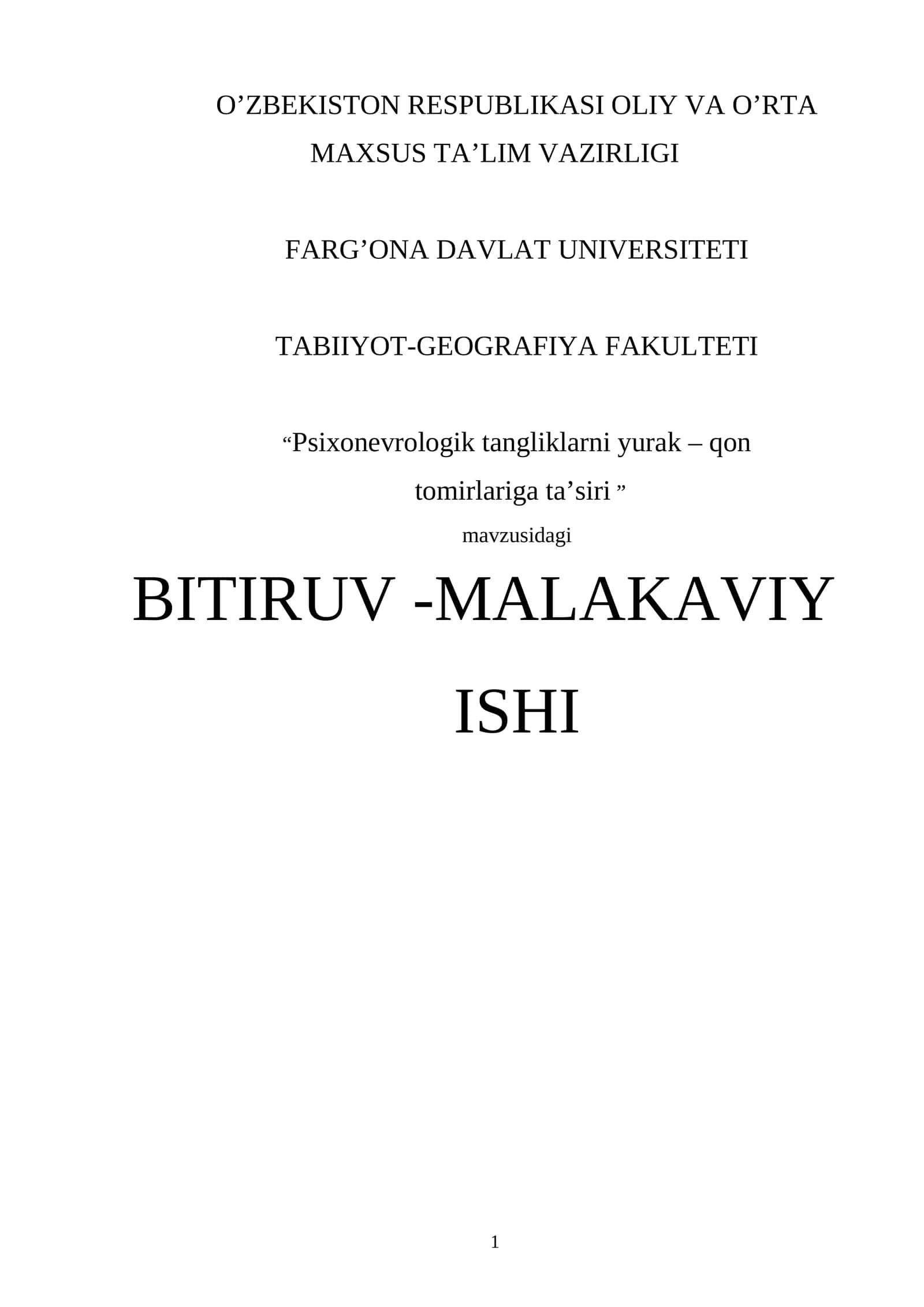 Psixonevrologik tangliklarni yurak – qon tomirlariga ta’siri