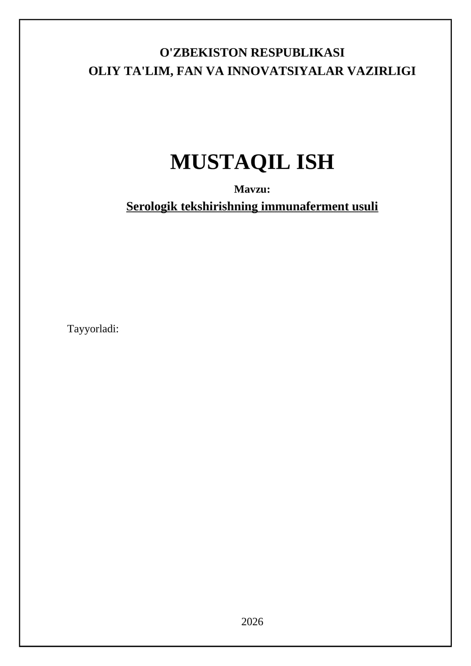 Serologik tekshirishning immunaferment usuli