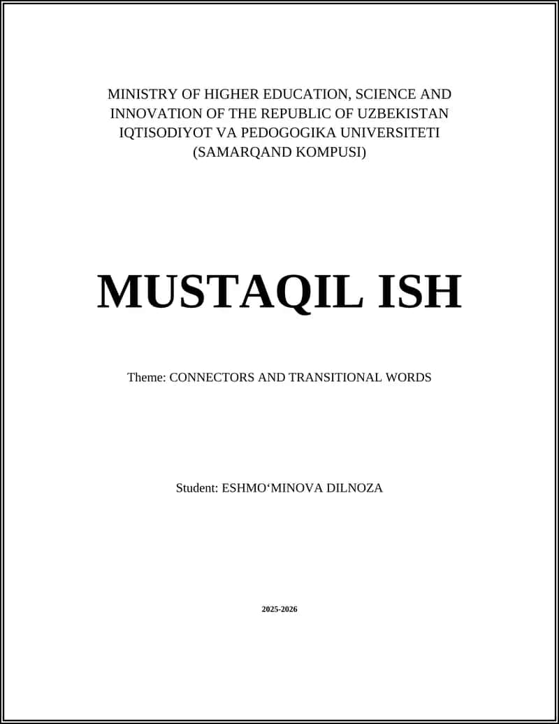 CONNECTORS AND TRANSITIONAL WORDS